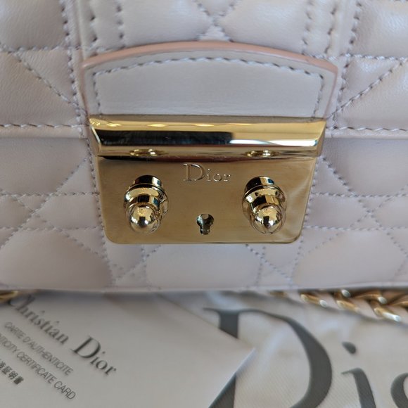 Dior Quilted Shoulder Bag in Cream with Gold Chain - Picture 10 of 14